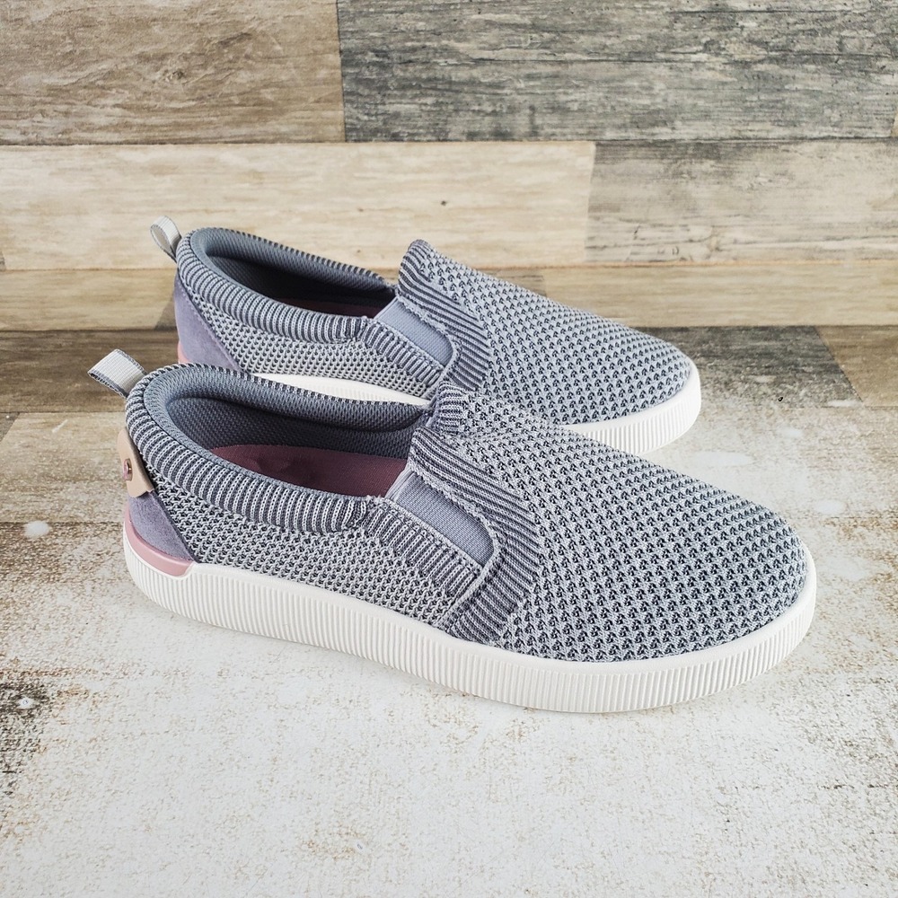 REEF Neptune Elyse Womens Walking Shoes Sz 7 Gray White Knit Slip-On Sneakers